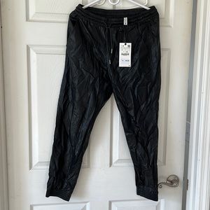 NWT ZARA faux leather black joggers
